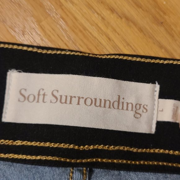 SOFT SURROUNDINGS PULL-ON FLARE JEANS HIGH RISE ELASTIC WAIST STRETCH DENIM sz L - Picture 6 of 7